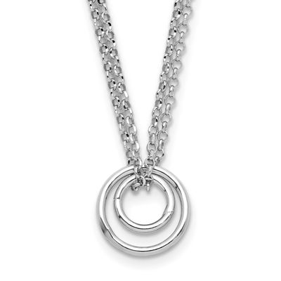 Polished 2-Strand Circle with 2 Inch Extender Neckla Sterling Silver Rhodium-plated QLF1368-17 1969…