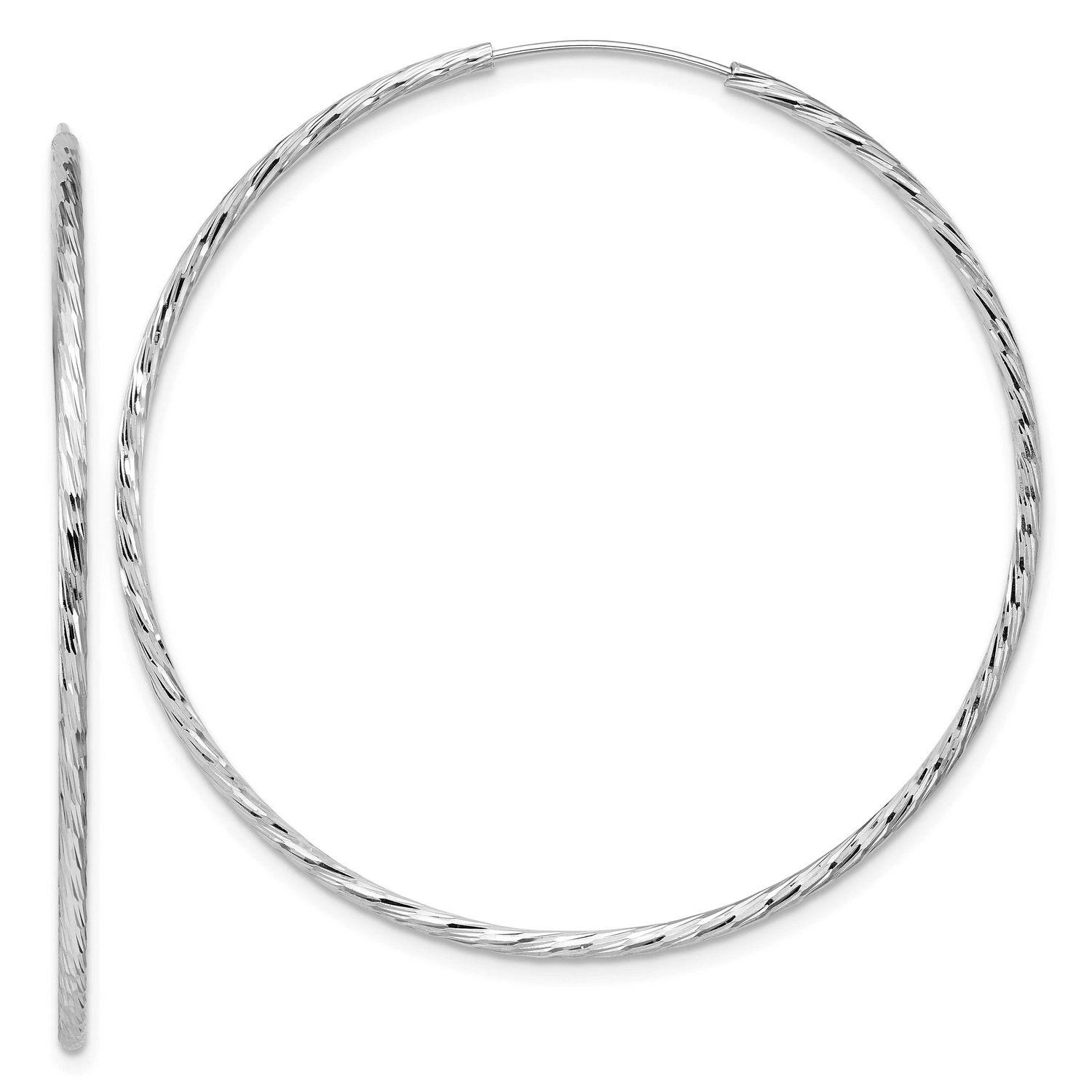 Diamond-Cut 1.5mm Endless Hoop Earrings Sterling Silver Rhodium-plated QLE1566
