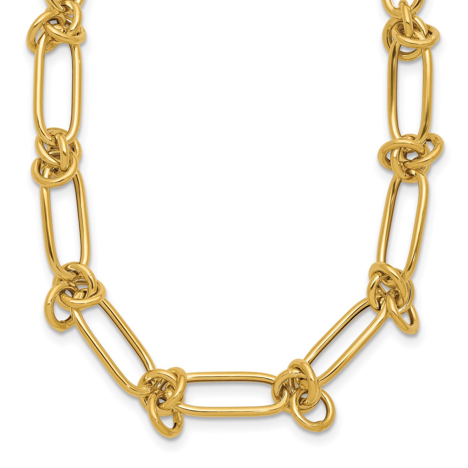Love Knot Fancy Paperclip Link Necklace 14k Gold Polished LF2129-18