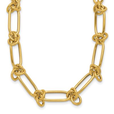 Love Knot Fancy Paperclip Link Necklace 14k Gold Polished LF2129-18