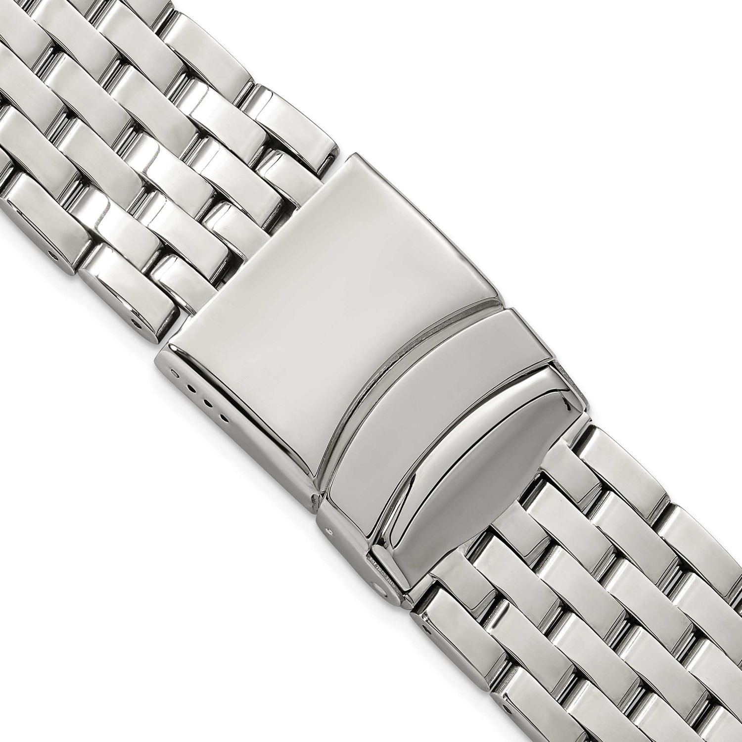 Debeer 24mm Stainless Steel Breitling Navitimer Style Solid Link with Deployment Buckle 7.5 Inch Wa…