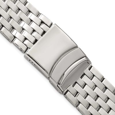 Debeer 24mm Stainless Steel Breitling Navitimer Style Solid Link with Deployment Buckle 7.5 Inch Wa…