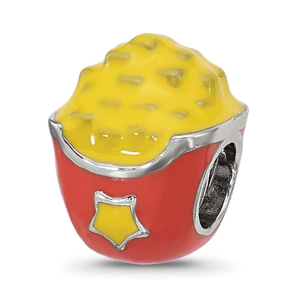 Kids Enamel Popcorn Bucket with Star Bead Sterling Silver QRS4547 196904279052