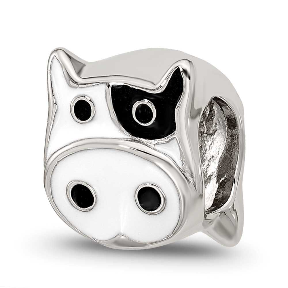 Sterlnig Silver Enamel Cow Face Bead QRS4552 196904279076