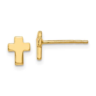 Cross Post Earrings 10k Gold Polished 10LE652