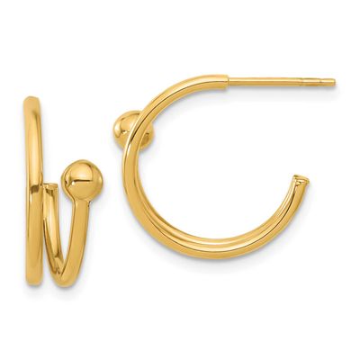 J-Hoop Earrings 14k Gold Polished LE2597 196904343692