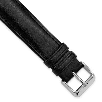 Debeer 22mm Black Vegan Apple Skin Stitched with Silver-Tone Buckle 8 Inch Watch Band BA570-22