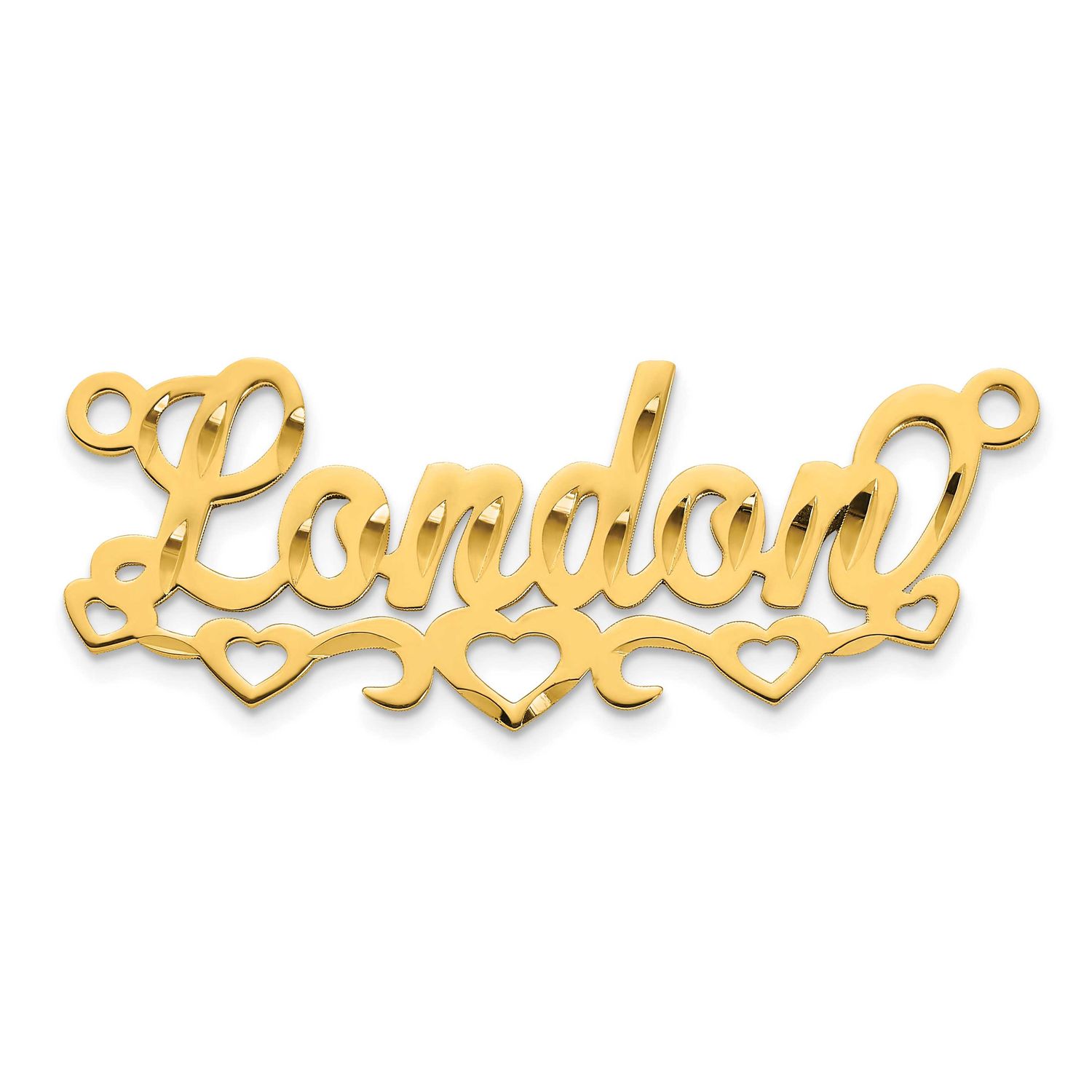 Diamond-Cut Cut-Out Hearts Name Plate 10k Gold 10XNA1542Y