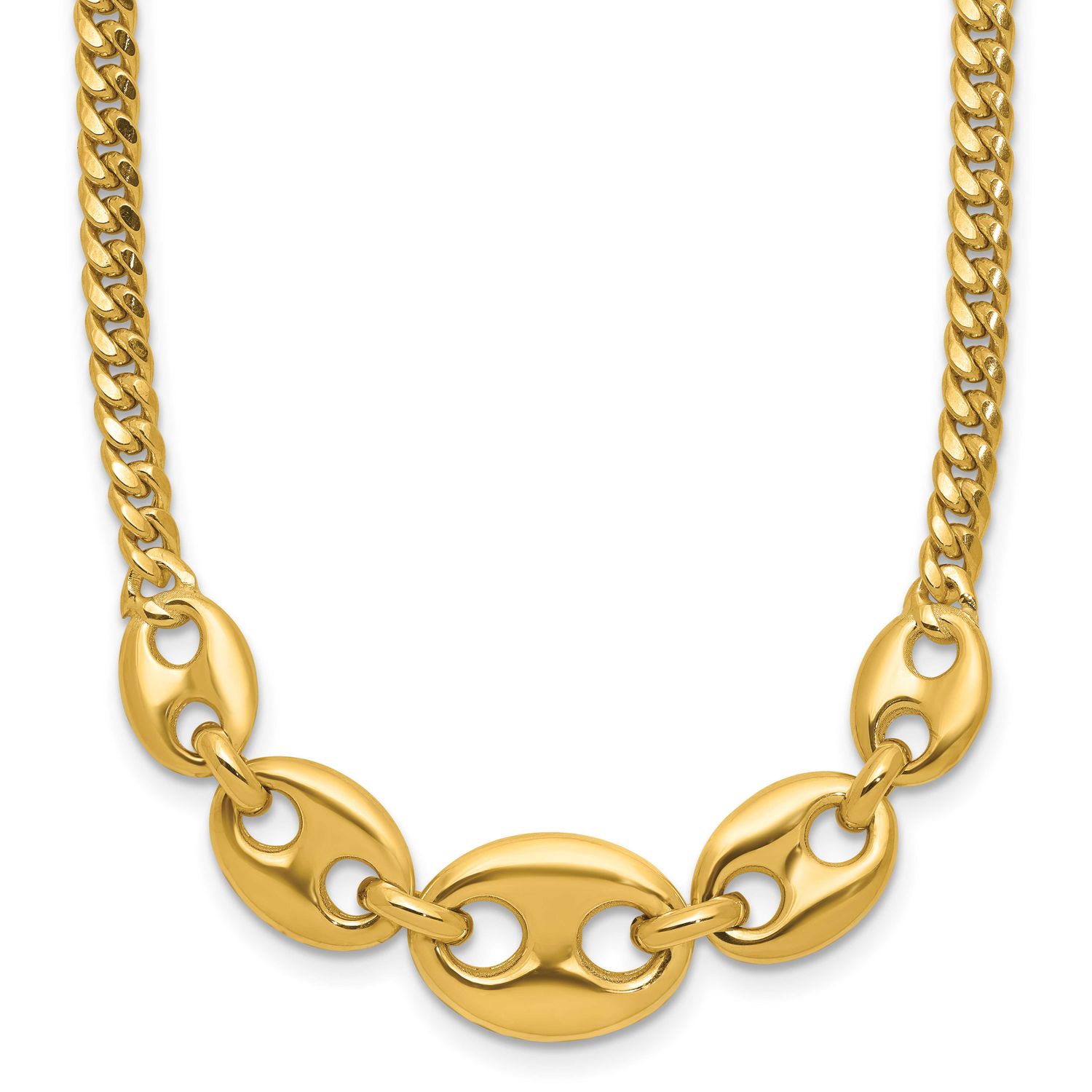 Fancy Curb Link Necklace 14k Gold Polished LF2058-18 196904317440