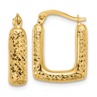 Diamond-Cut Square Hoop Earrings 10k Gold Polished 10LE596 196904344354
