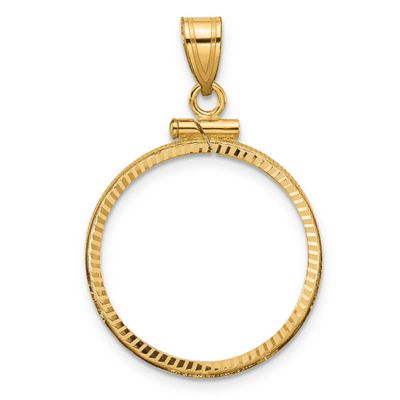 Diamond-Cut 21.6mm x 1.7mm Screw Top Coin Bezel Pendant 10k Gold Polished 10C1885D/21.6