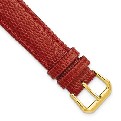 Debeer 14mm Red Lizard Grain Leather with Gold-Tone Buckle 6.75 Inch Watch Band 28Y-14 196904354353