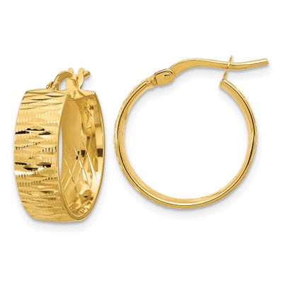 Diamond-Cut Round Hoop Earrings 14k Gold Polished LE2804