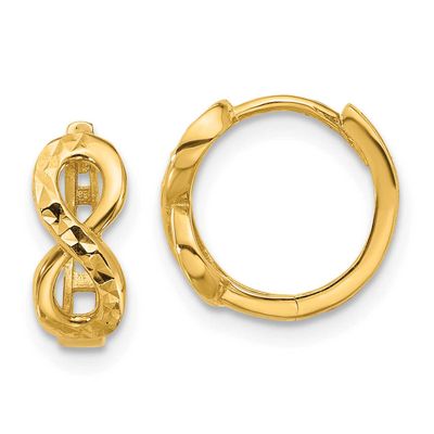 Diamond-Cut Infinity Huggie Hoop Earrings 10k Gold Polished 10LE595 196904345009