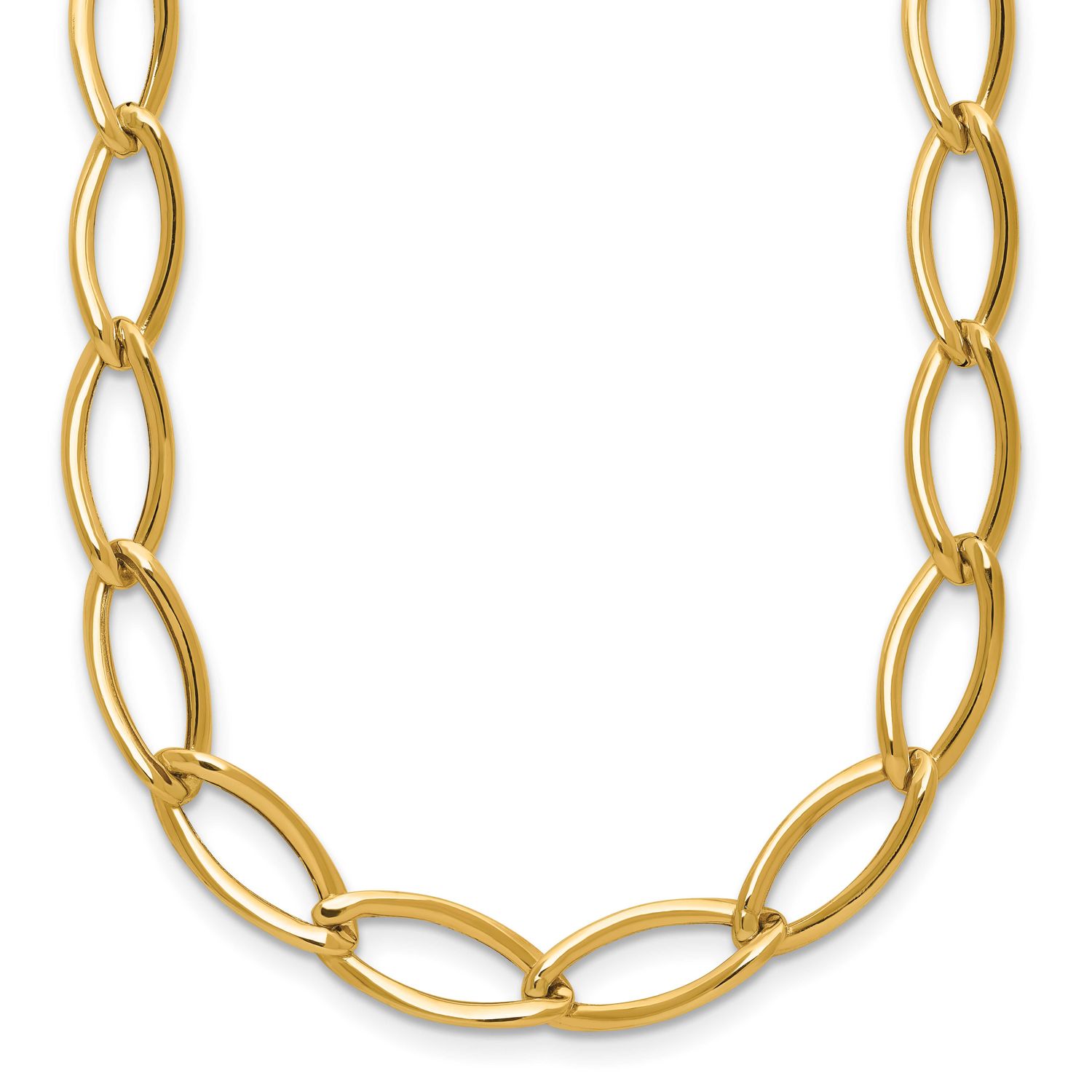 Fancy Oval Link Necklace 14k Gold Polished LF2216-18.25