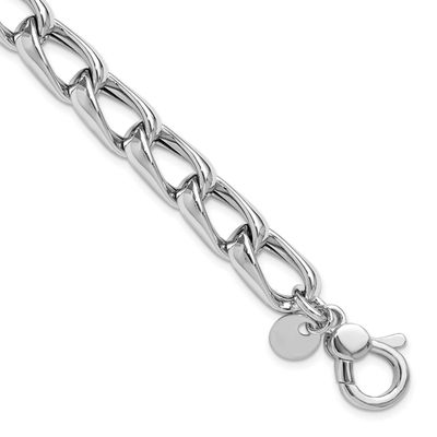 Polished Fancy Link with .5 Inch Extender Bracelet Sterling Silver Rhodium-plated QLF1438-7 1969043…