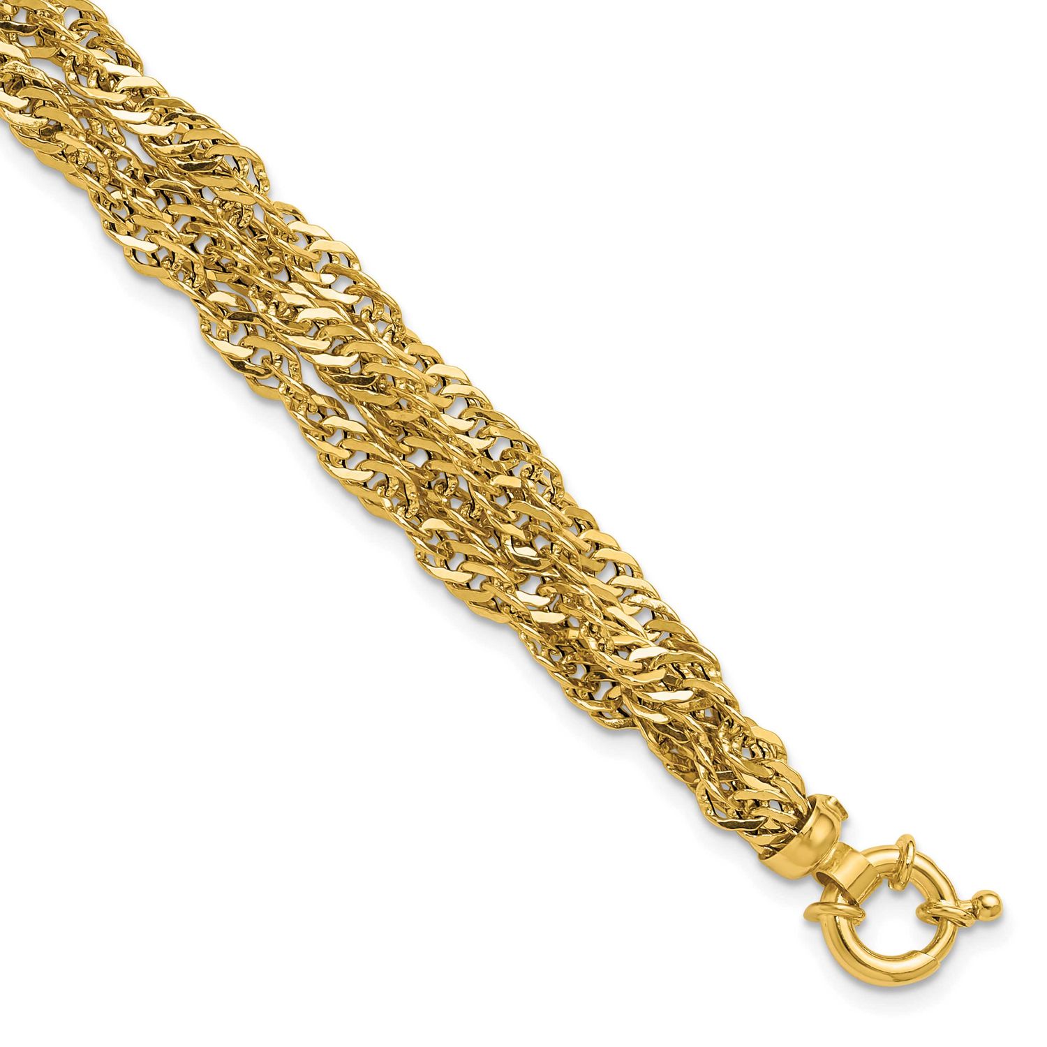 Diamond-Cut Multi-Strand Singapore Bracelet 14k Gold Polished LF2126-7.5