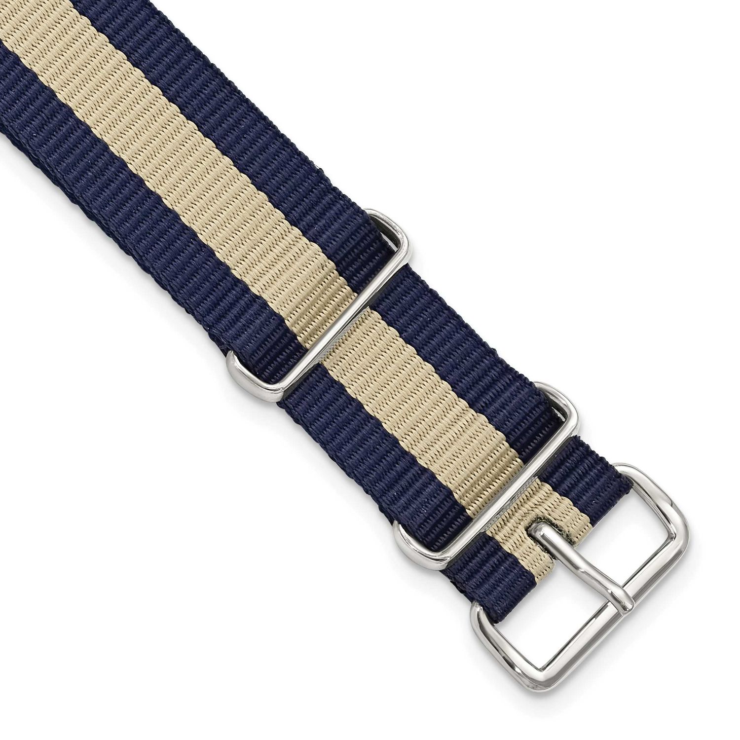 Debeer 22mm One-Piece Navy with Sand Stripe Military Ballistic G10 Nylon with Silver-Tone Buckle 10…