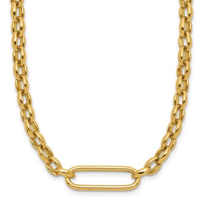 Fancy Elongated Oval Link Necklace 14k Gold Polished LF2249-18 196904316788
