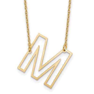 Sideways Cut Out Initial M Necklace 14k Gold XNA1473Y/M
