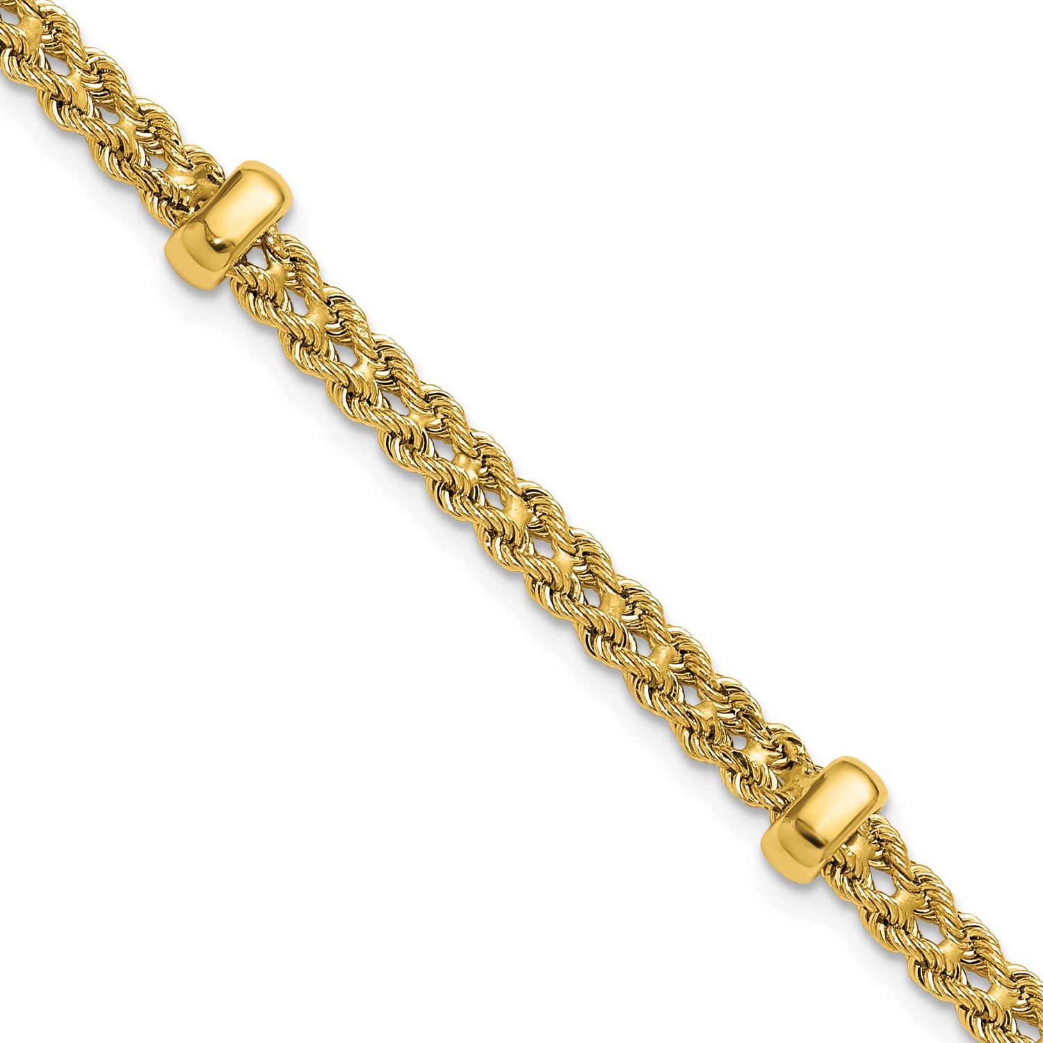Diamond-Cut Fancy Braided Rope Bracelet 14k Gold Polished LF2085-7.5 196904280140
