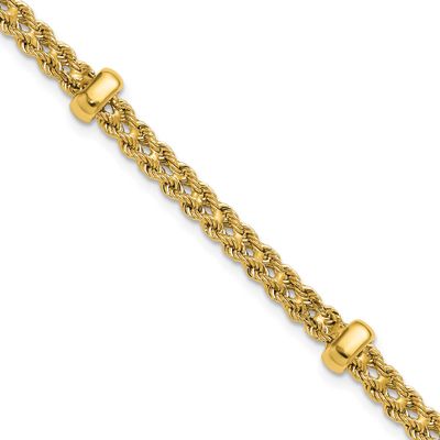 Diamond-Cut Fancy Braided Rope Bracelet 14k Gold Polished LF2085-7.5 196904280140