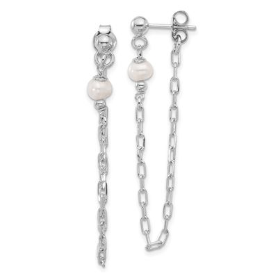 Fwc Pearl Front/Back Chain Dangle Earrings Sterling Silver Rhodium-plated QLE1460