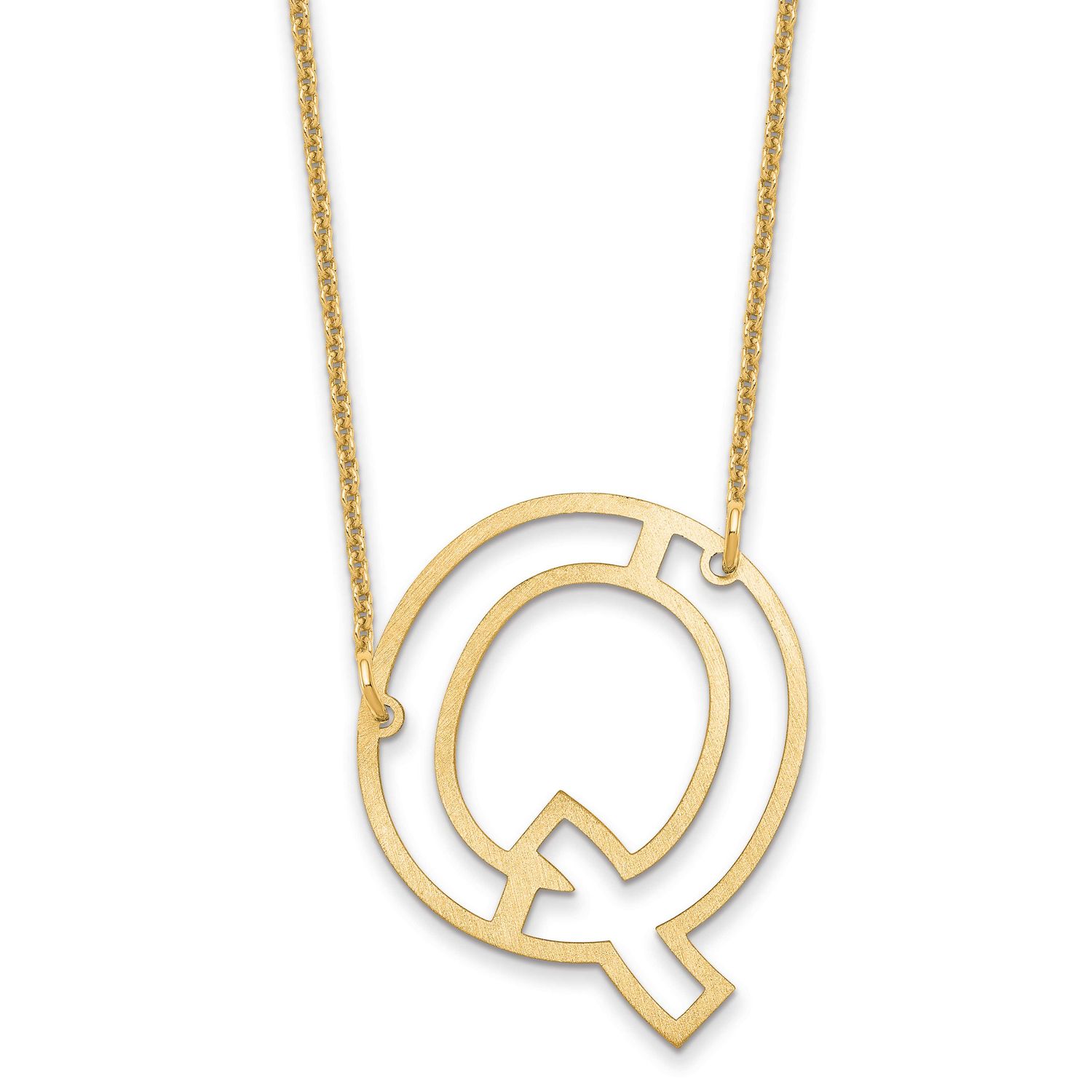 Sideways Cut Out Initial Q Necklace 10k Gold 10XNA1473Y/Q