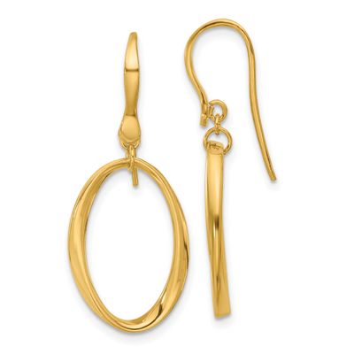 Oval Shepherd Hook Dangle Earrings 14k Gold Polished LE2651 196904341117