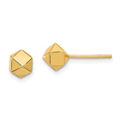 Geometric Ball Post Earrings 14k Gold Polished LE2621 196904171288