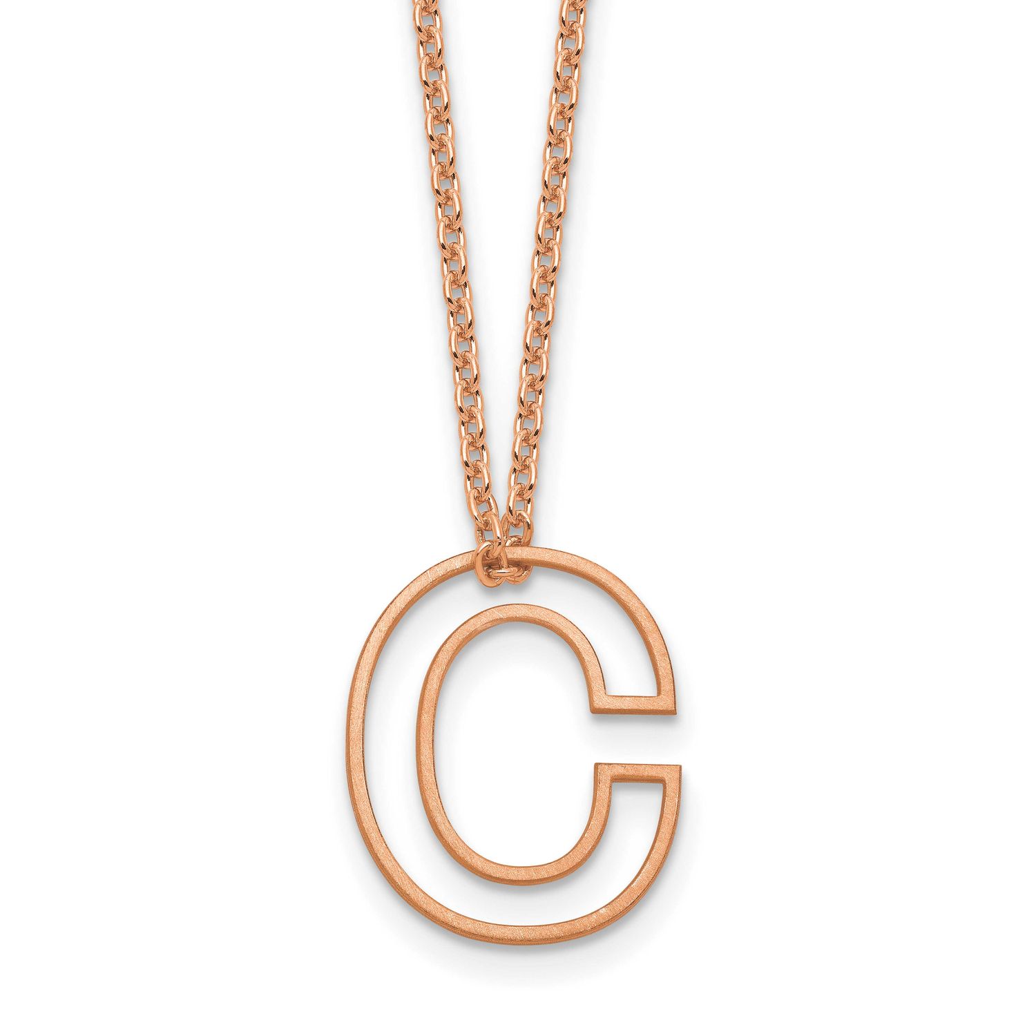 Rose Gold-Plated Cut Out Slide Initial C Necklace Sterling Silver XNA1474RP/C
