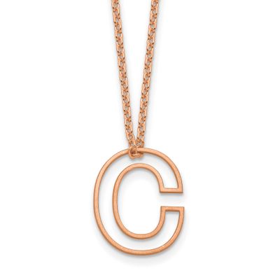 Rose Gold-Plated Cut Out Slide Initial C Necklace Sterling Silver XNA1474RP/C
