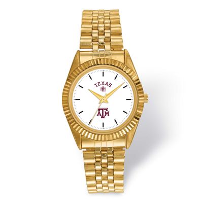 Texas A&amp;M University Pro Gold-Tone Gents Quartz Watch TAM166 191101125584