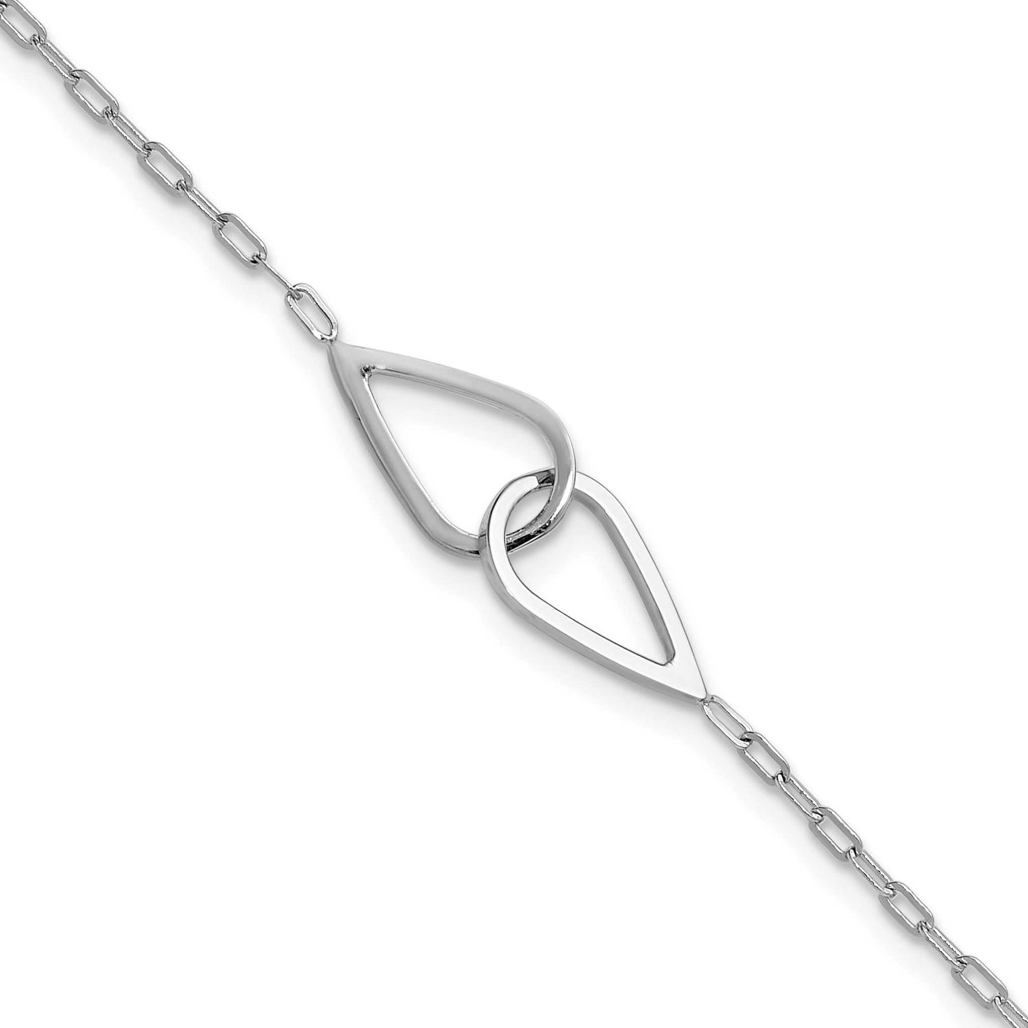 Polish Intertwined Teardrop with 1 Inch Extender Bracelet Sterling Silver Rhodium-plated QLF1458-7