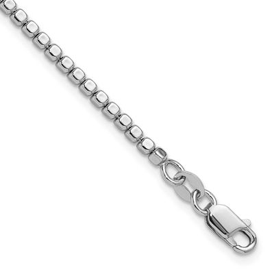 Beaded with 1 Inch Extender Bracelet Sterling Silver Rhodium-plated QLF1393-7