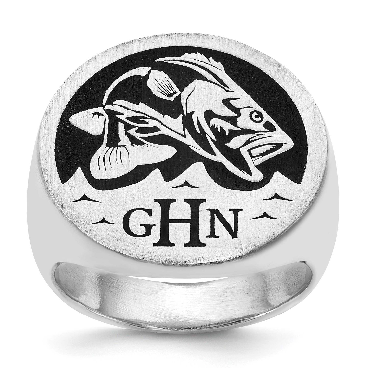 Large Round Epoxy Signet Ring Sterling Silver Rhodium-plated XNR135SS