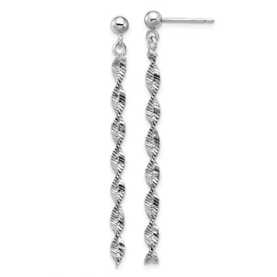 Polish/Dia.-Cut Dangle Post Earrings Sterling Silver Rhodium-plated QLE1537 196904322284