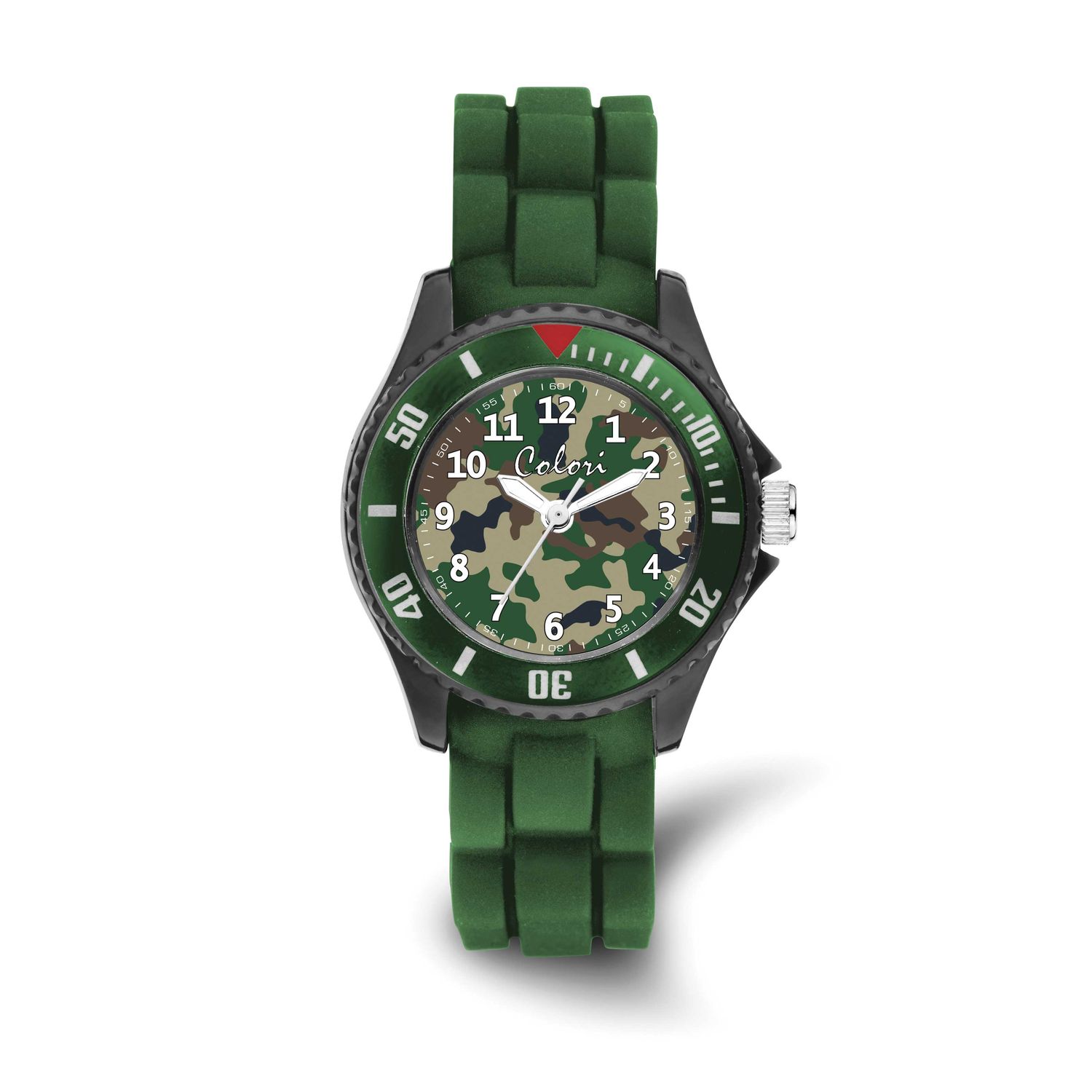Colori Kids 30mm Green Camouflage Dial with Dark Green Silicone Band Watch XWA6614