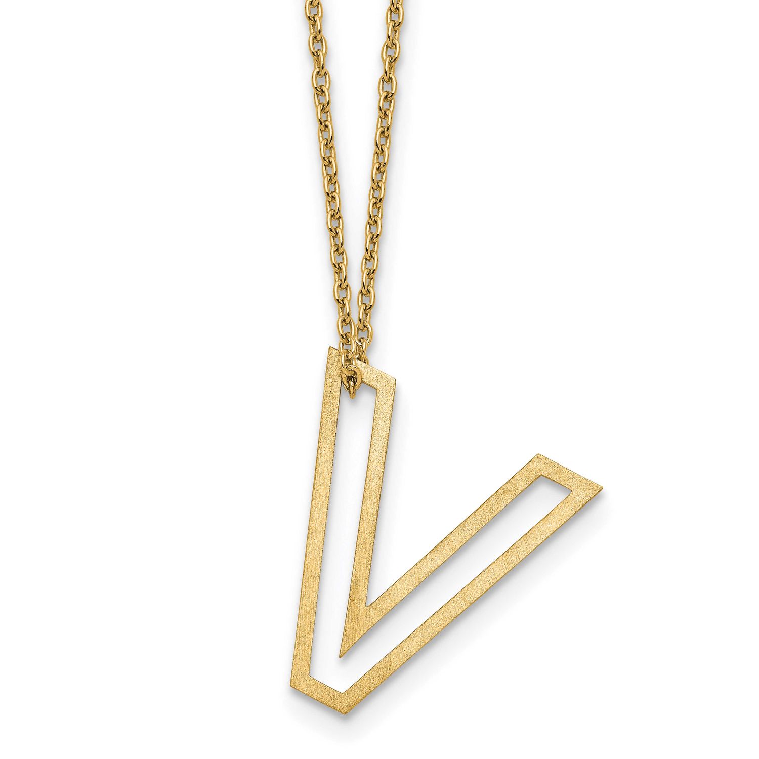 Cut Out Slide Initial V Necklace Sterling Silver Gold-plated XNA1474GP/V