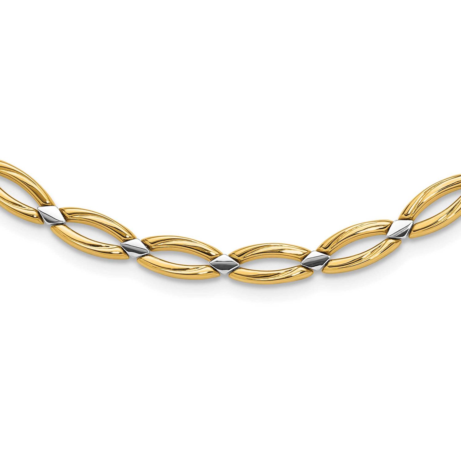 Rhodium Fancy Link Necklace 10k Gold 10LF560-17 196904328835
