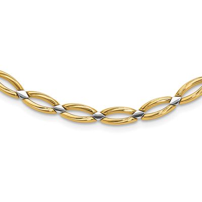 Rhodium Fancy Link Necklace 10k Gold 10LF560-17 196904328835