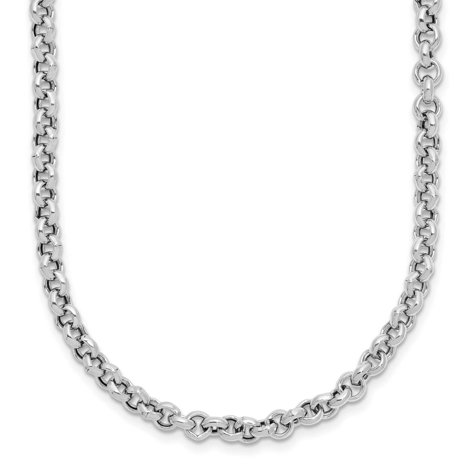 Fancy Link Necklace Sterling Silver Rhodium-plated QLF1362-17 196904345818