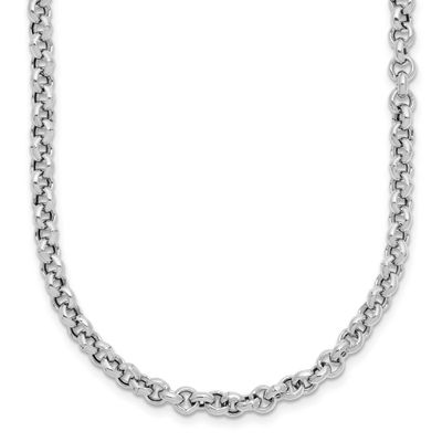Fancy Link Necklace Sterling Silver Rhodium-plated QLF1362-17 196904345818