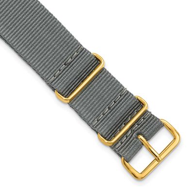 Debeer 18mm One-Piece Grey Military Ballistic G10 Nylon with Gold-Tone Buckle 10.75 Inch Watch Band…