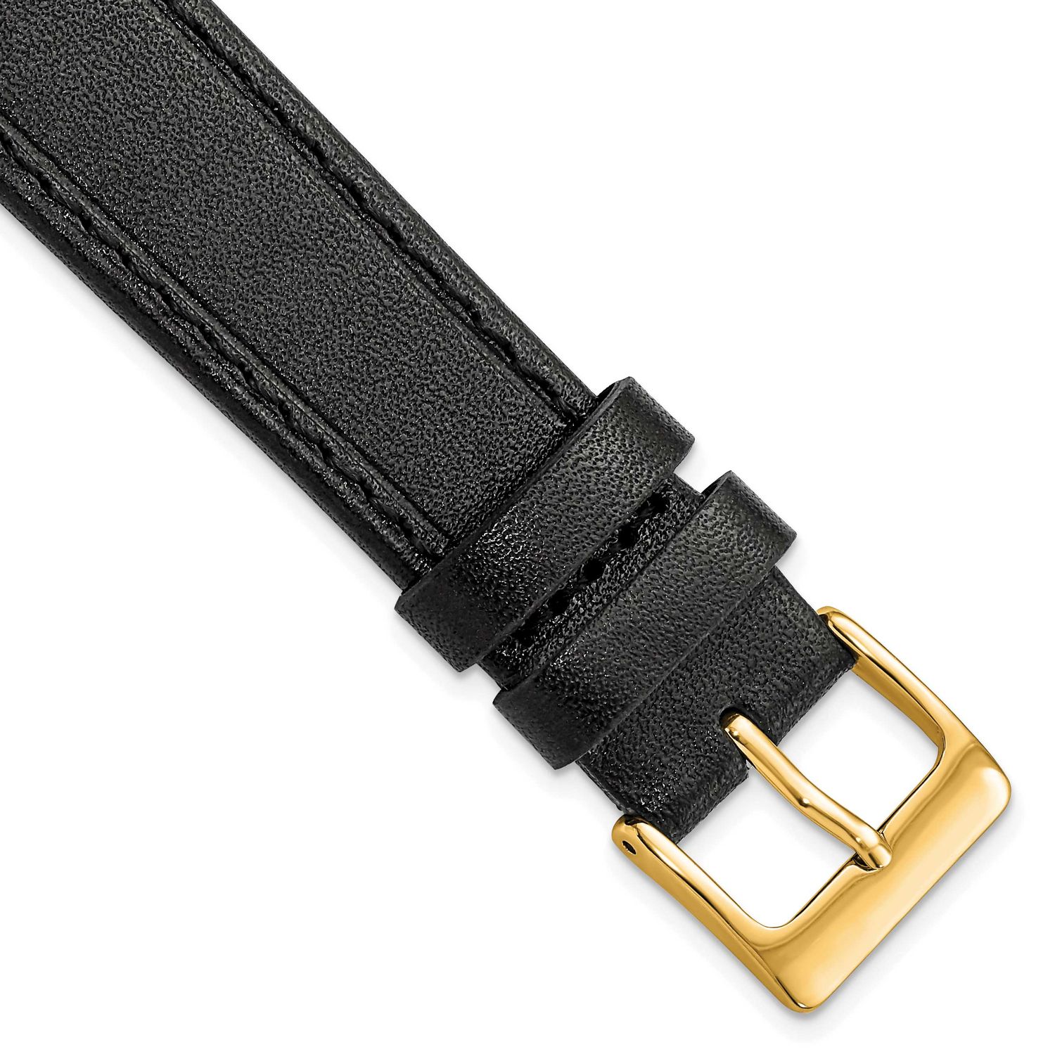 Debeer 18mm Black Genuine Calf Leather with Gold-Tone Buckle 7.5 Inch Watch Band BAY358-18 19690435…