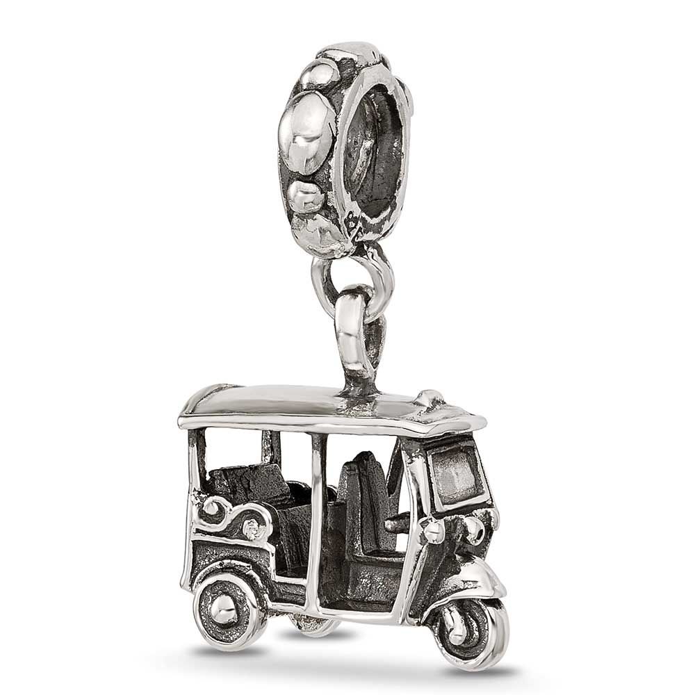 3 Wheel Cab Dangle Bead Sterling Silver Polished QRS4535 196904278871