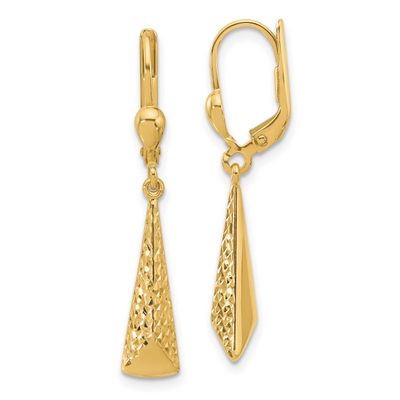 Diamond-Cut Dangle Leverback Earrings 14k Gold Polished LE2642 196904272893