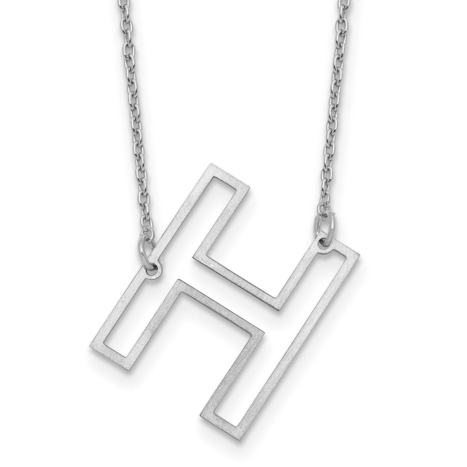 Sideways Cut Out Initial H Necklace 10k White Gold 10XNA1473W/H