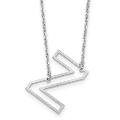 Sideways Cut Out Initial Z Necklace 14k White Gold XNA1473W/Z