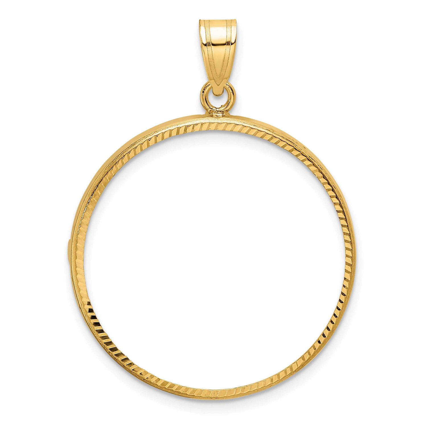 Diamond-Cut 27.0mm Prong Coin Bezel Pendant 10k Gold Polished 10C1801D/27.0